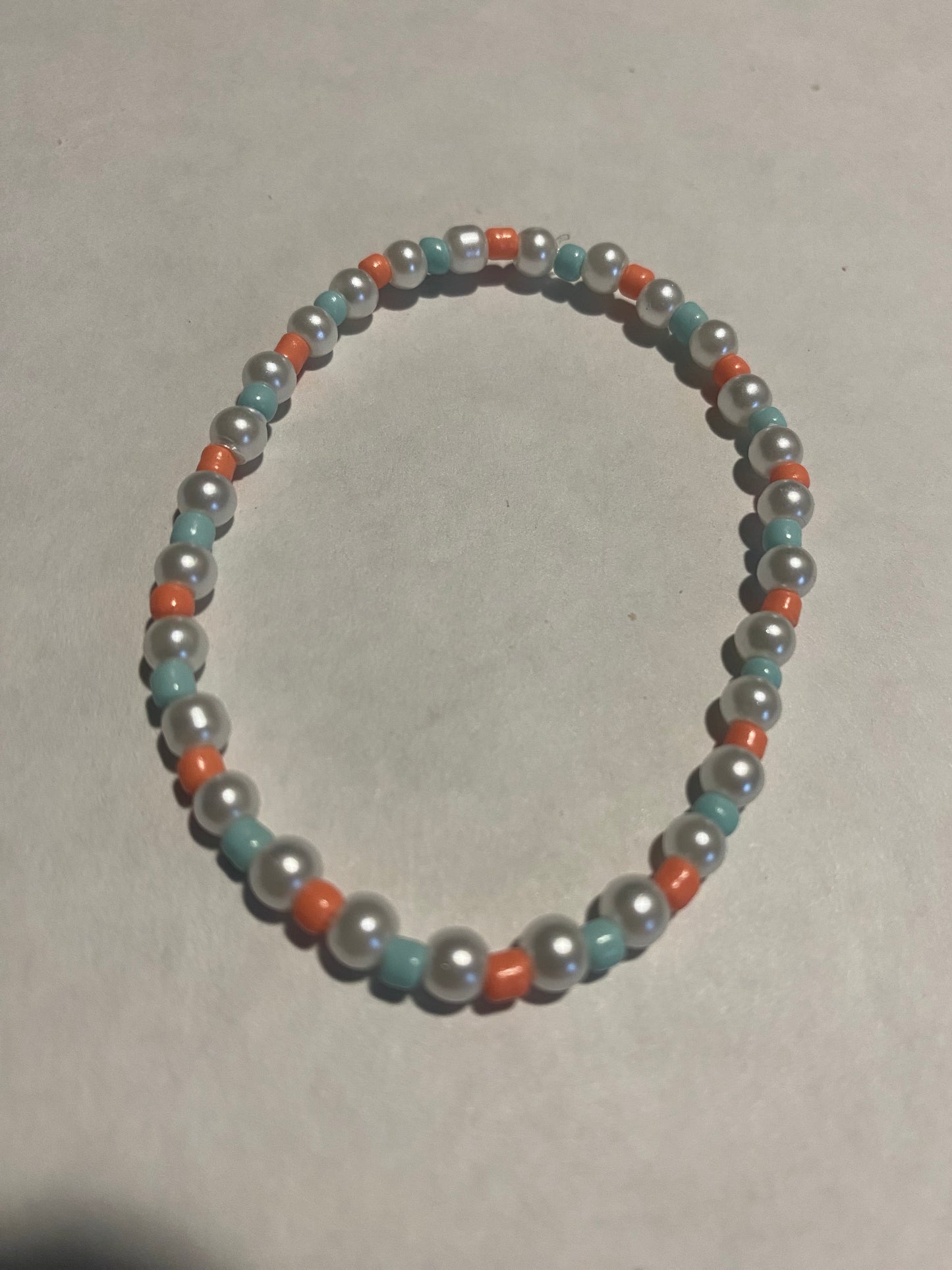 light blue & coral pearl bracelet