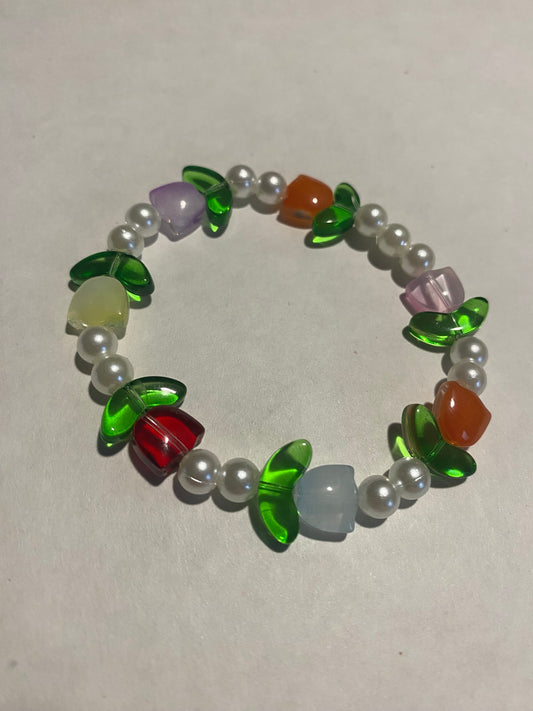 multicolor flower pearl bracelet