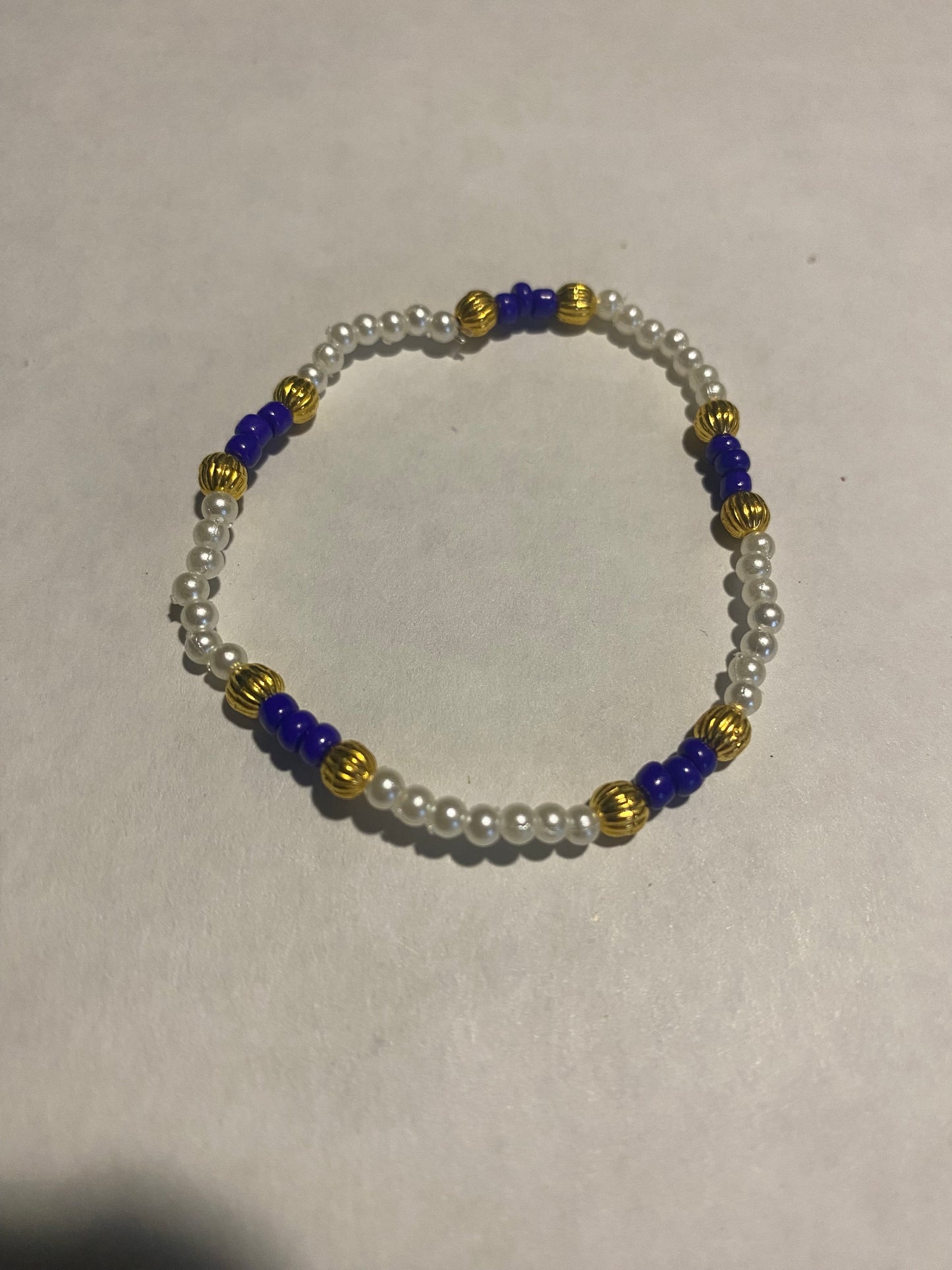 navy & gold pearl bracelet