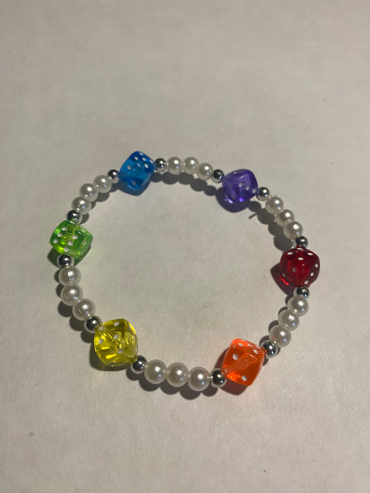 multicolor dice pearl bracelet